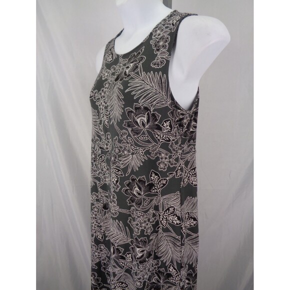 J Jill Wearever Collection Gray Black Floral Sleeveless Midi Dress Size Medium - Picture 4 of 7